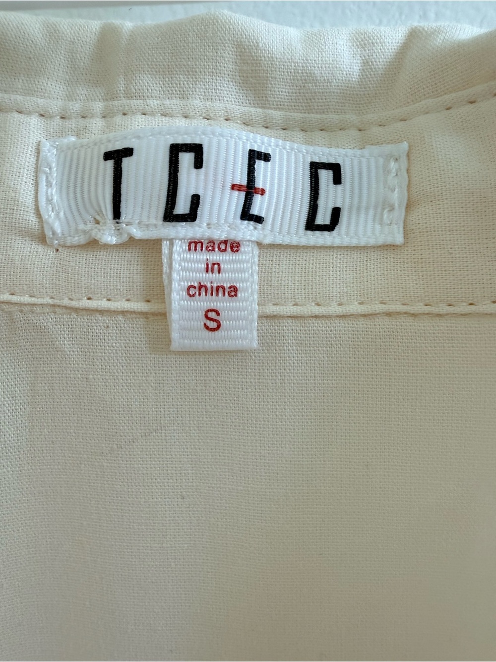 TCEC Cream Tiered Peplum Ruffle Blouse 100% Cotton Size Small - Picture 2 of 14